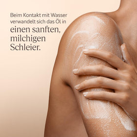 L'OCCITANE oil emulsified into creamy milky lather for soft cleansing benefit