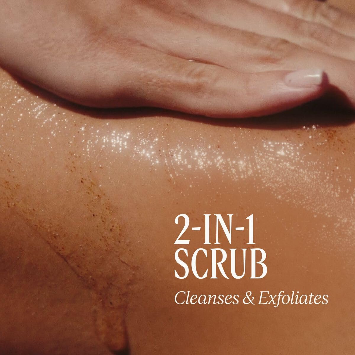 L'Occitane scrub being dispensed to hand showing easy application and cleansing benefit