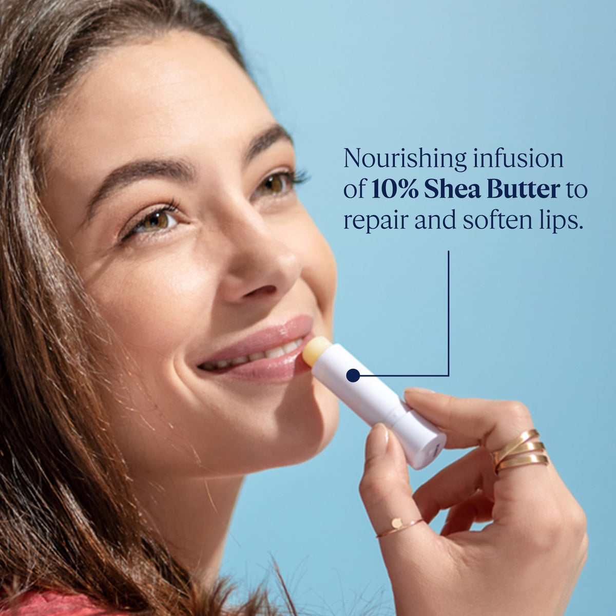 L'OCCITANE application on lips close-up showing smooth coverage and instant comfort