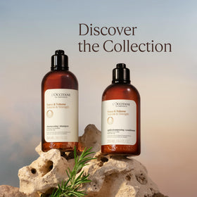 L'OCCITANE ingredients display rosemary and vegetal keratin for strength