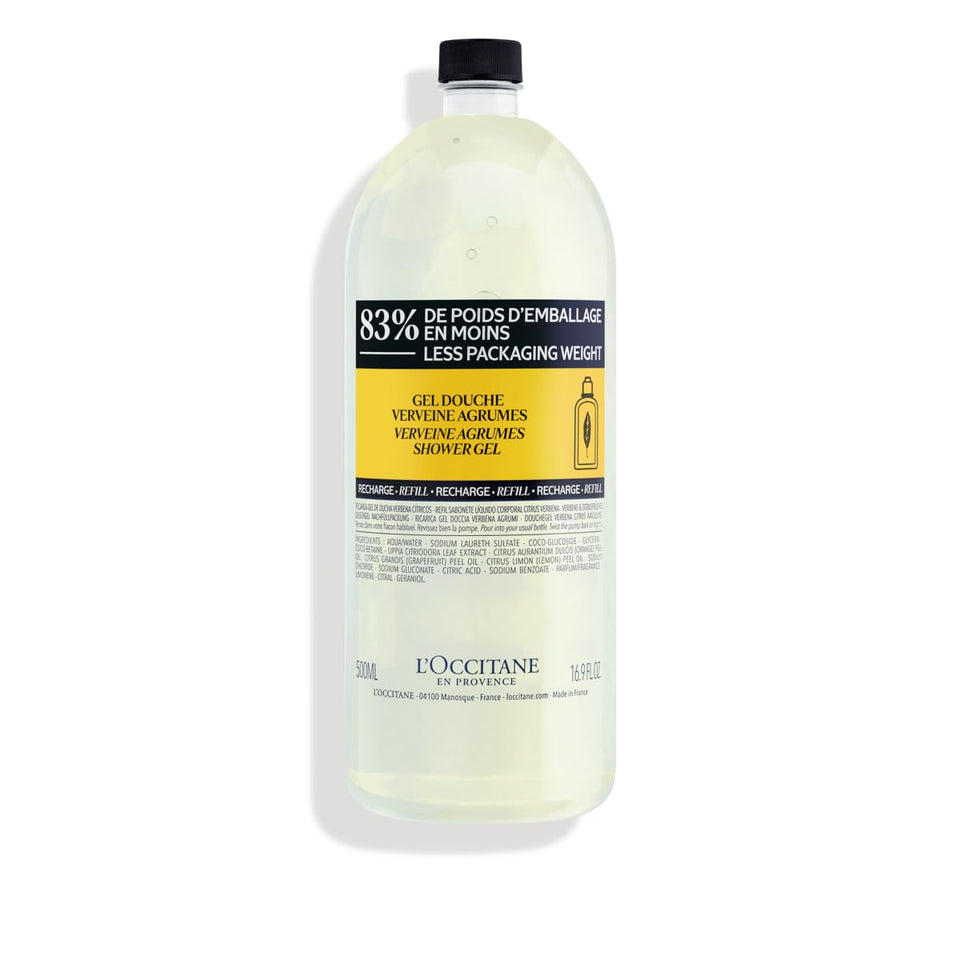 L'Occitane refill pouch front view showing label and eco benefit