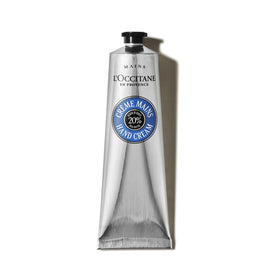 L'OCCITANE front view of shea hand cream tube showing product design and brand