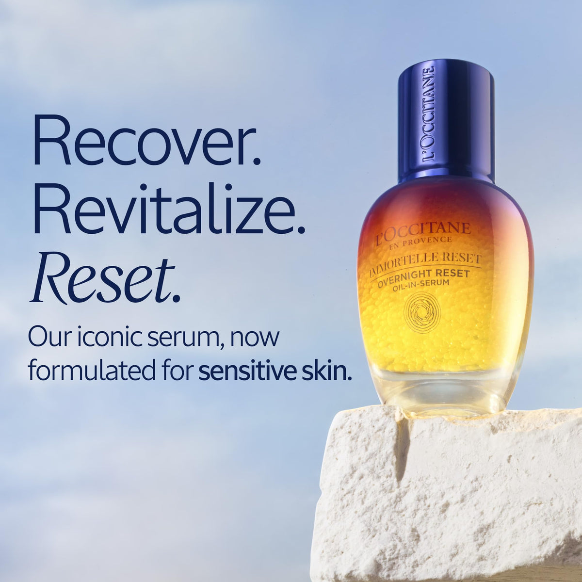 L'OCCITANE Immortelle dropper pipette releasing a controlled serum drop for precise use