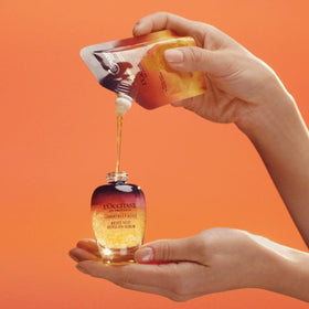 L'OCCITANE close-up of golden bubble texture delivering antioxidants
