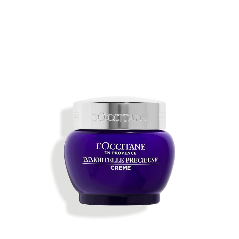 L'OCCITANE front jar view showing elegant packaging and product benefits