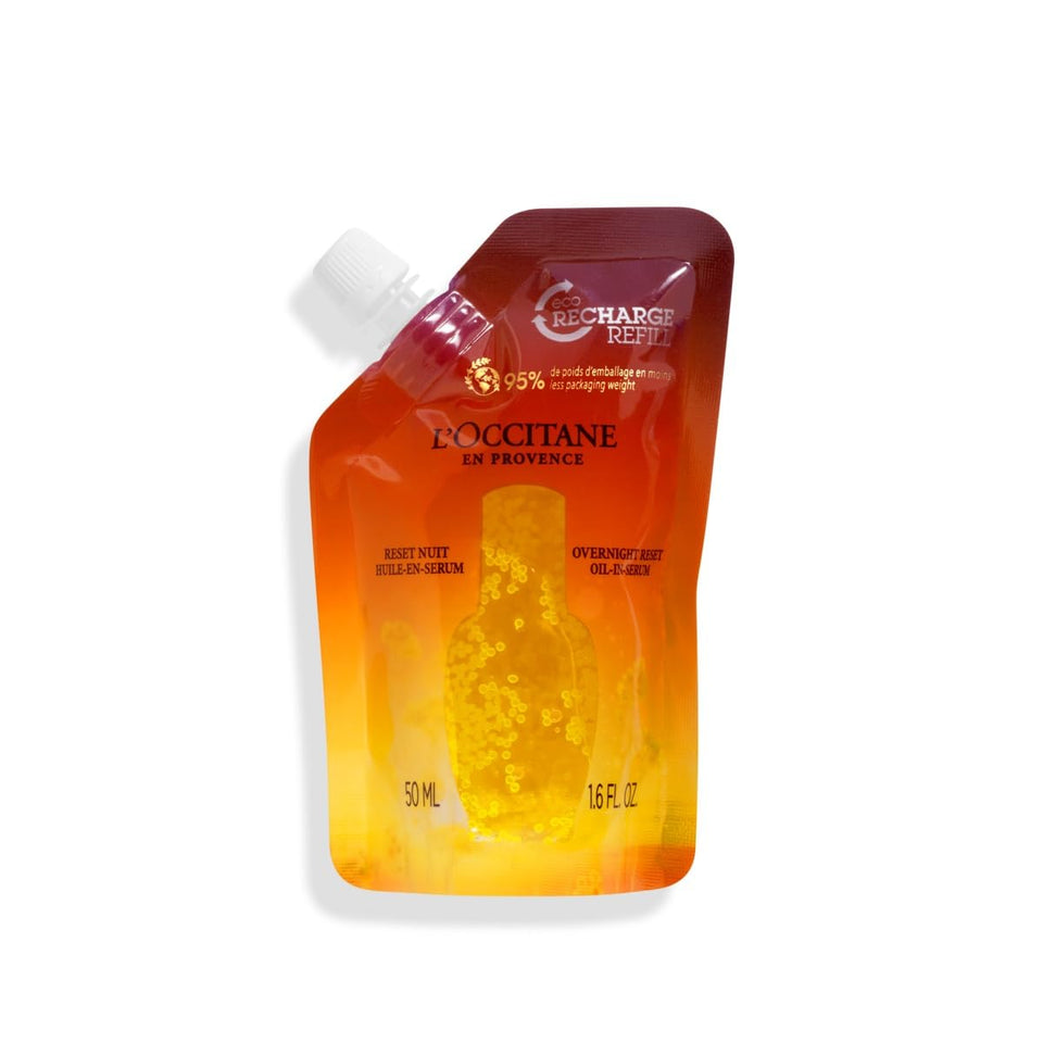 L'OCCITANE refill front packaging showing product and eco benefits