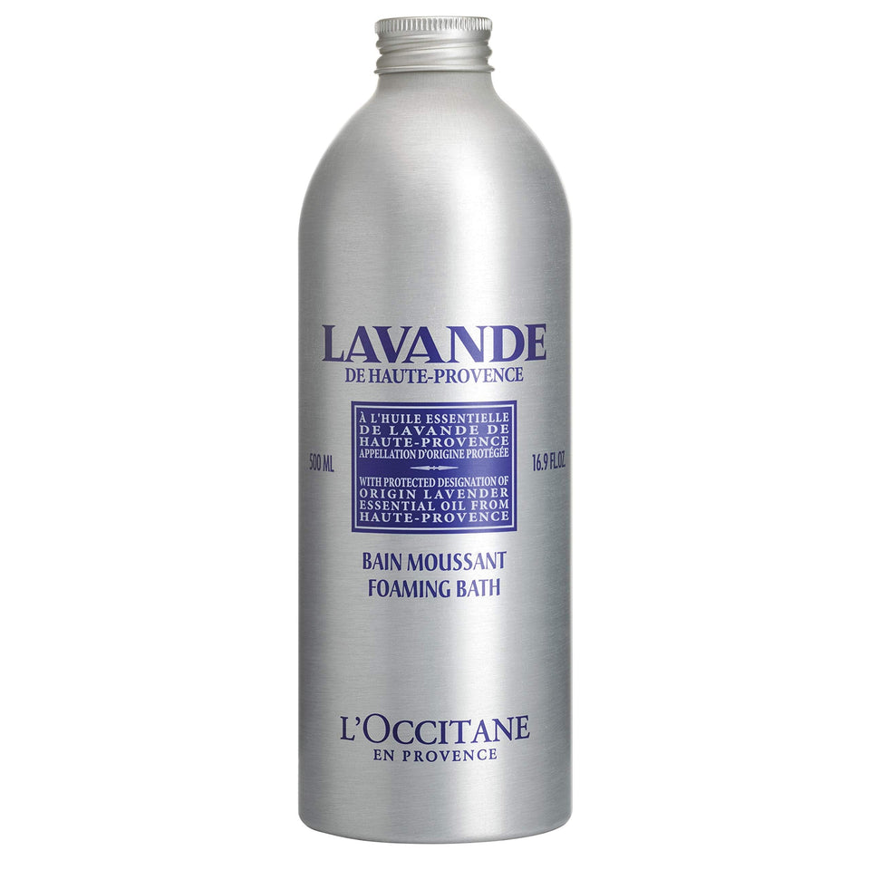 L'Occitane front packaging showing lavender bottle and calming benefit