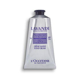 L'Occitane front view of tube showing branding and lavender scent benefits