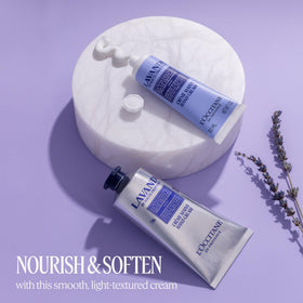 L'OCCITANE application in hand demonstrating quick absorption and softening effect