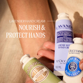 L'OCCITANE tube beside passport illustrating 1.00 fl oz travel convenience benefit