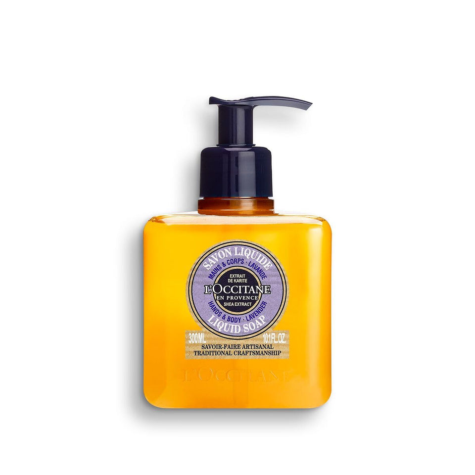 L'OCCITANE front bottle view highlighting lavender scent and nourishing shea