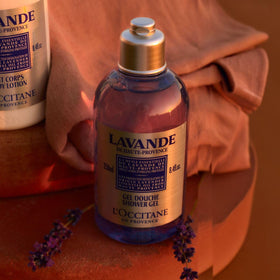 L'OCCITANE label close-up showing ingredient clarity and elegant packaging benefit