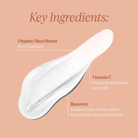 L'OCCITANE lip balm being applied showing smooth non-greasy finish benefit