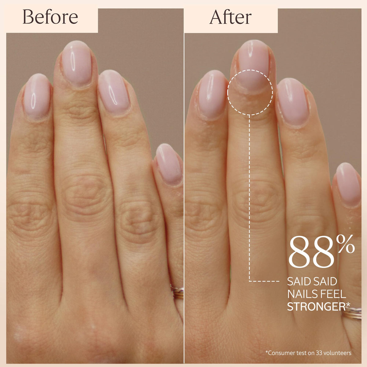 L'Occitane oil applied to cuticle showing softened, hydrated nail edge
