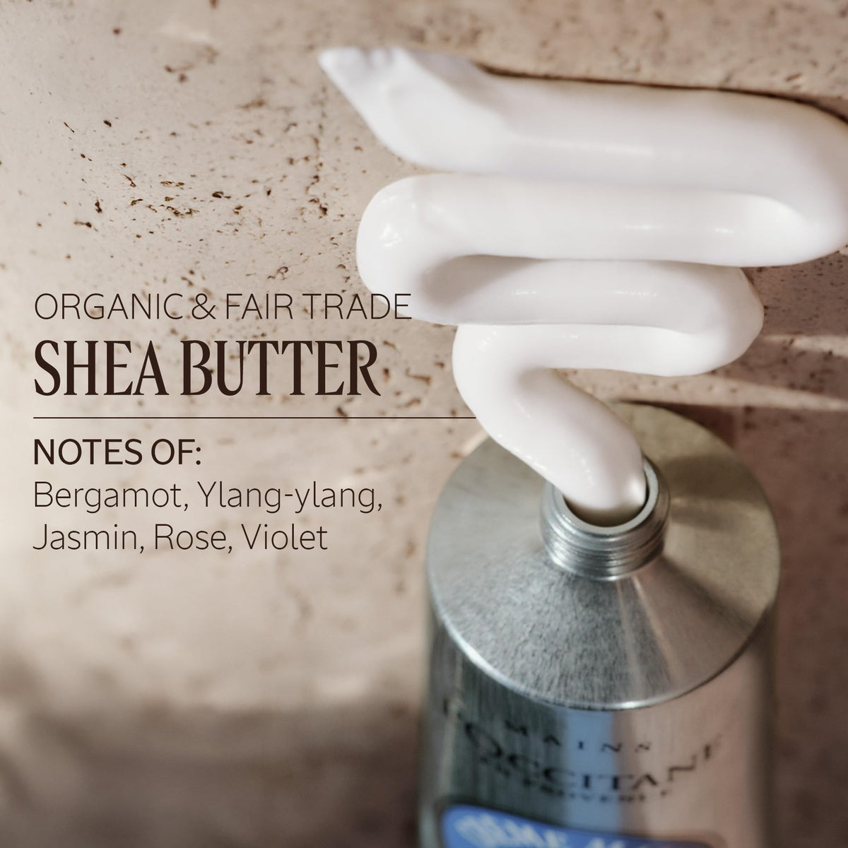 L'OCCITANE label detail showing fair‑trade shea info and ingredient clarity