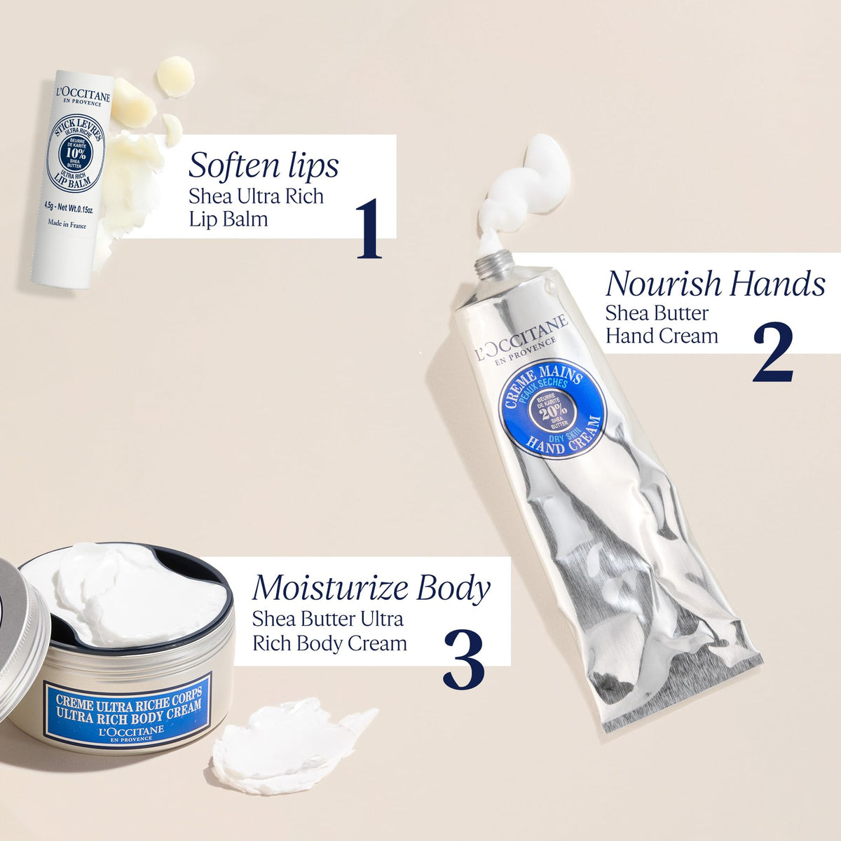 L'OCCITANE open packaging with exposed stick showing easy twist-up convenience