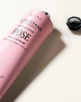 L'Occitane cream texture on hand demonstrating fast absorption and softening benefit