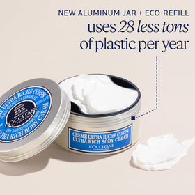 L'OCCITANE label detail highlighting 25% shea butter and vegan formula