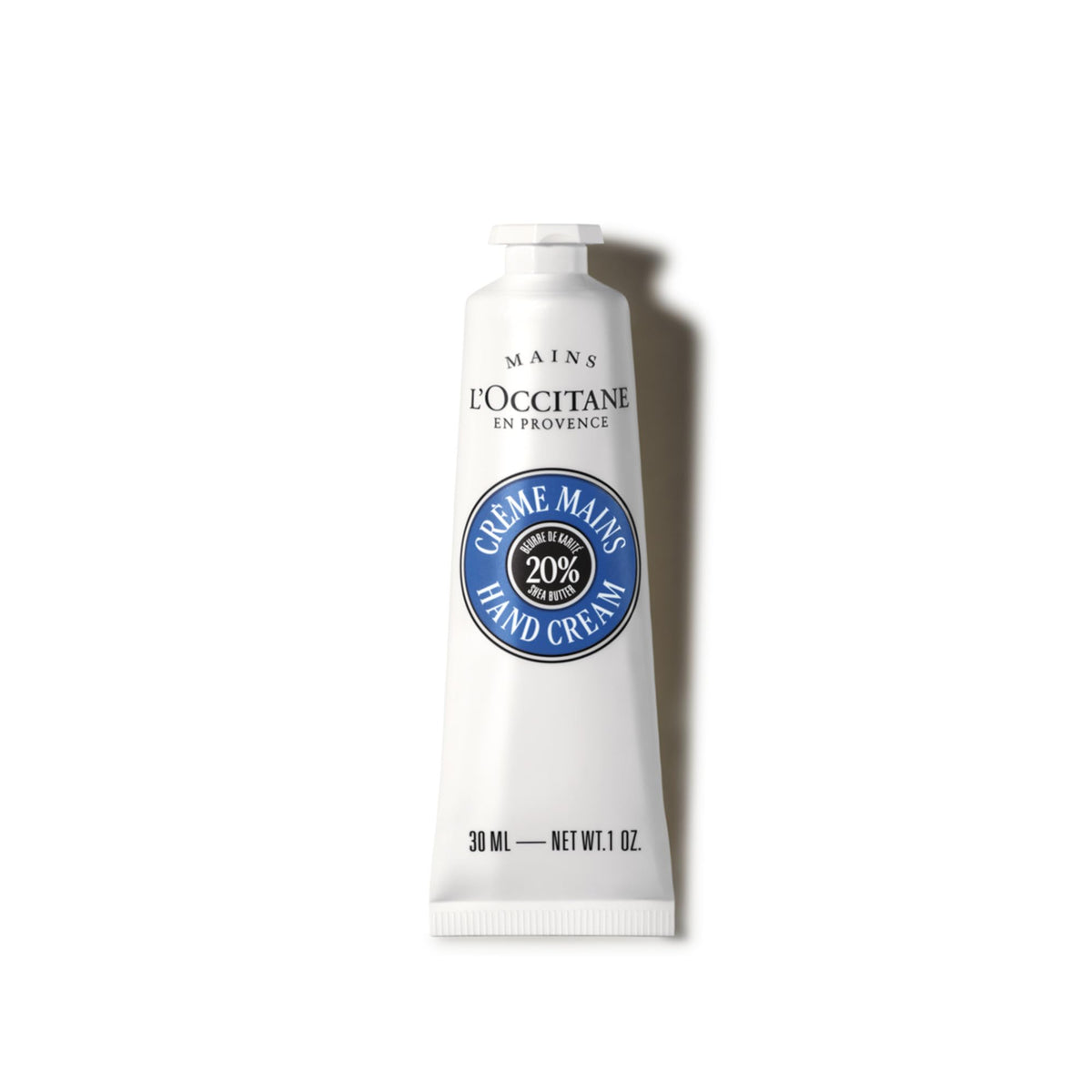 L'OCCITANE front tube view showing compact cream, ideal for travel