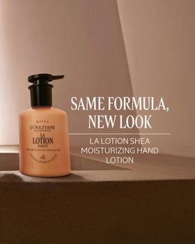 L'OCCITANE cream close-up with shea butter texture, highlights nourishing feel