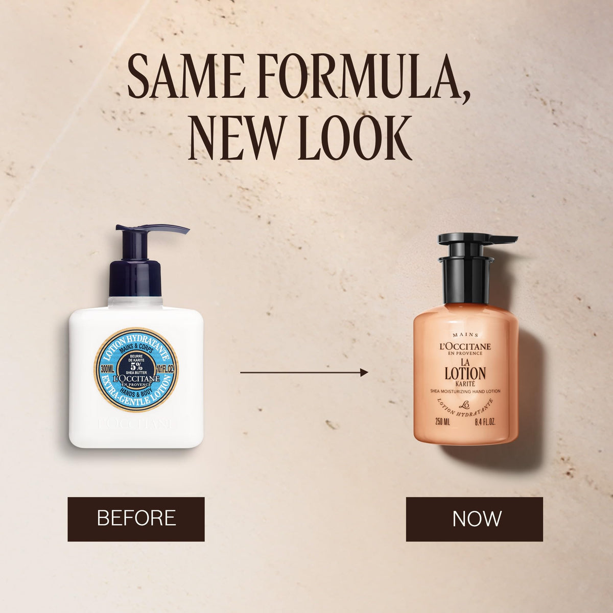 L'OCCITANE lotion being dispensed to show lightweight texture and fast absorption