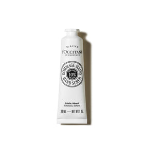 L'Occitane front tube view showing packaging and compact size benefit