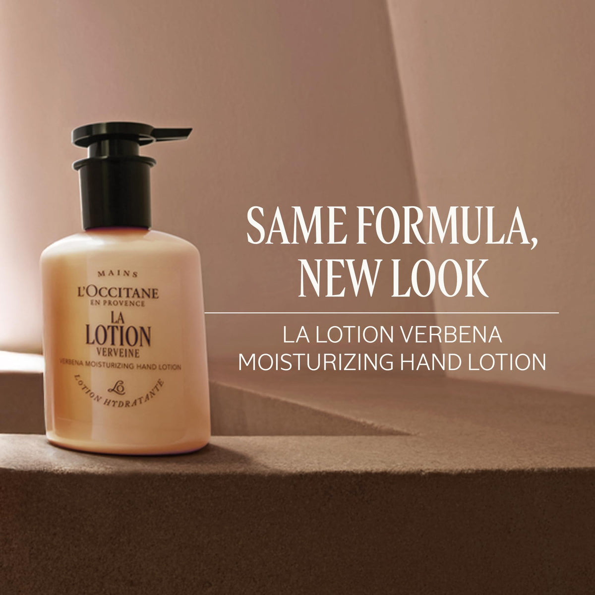 L'OCCITANE lotion texture swatch on hand highlights fast absorption and smooth finish