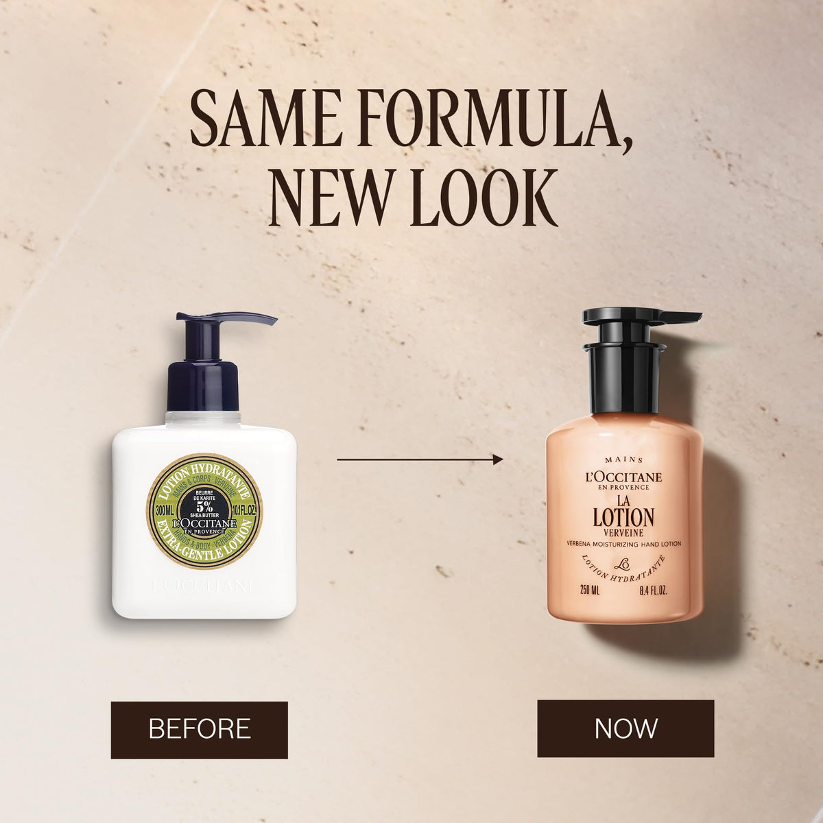 L'OCCITANE pump dispense close-up demonstrating easy controlled application and convenience
