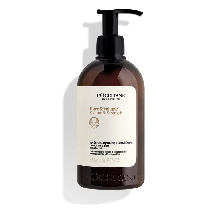L'Occitane front bottle showing label and volume benefits