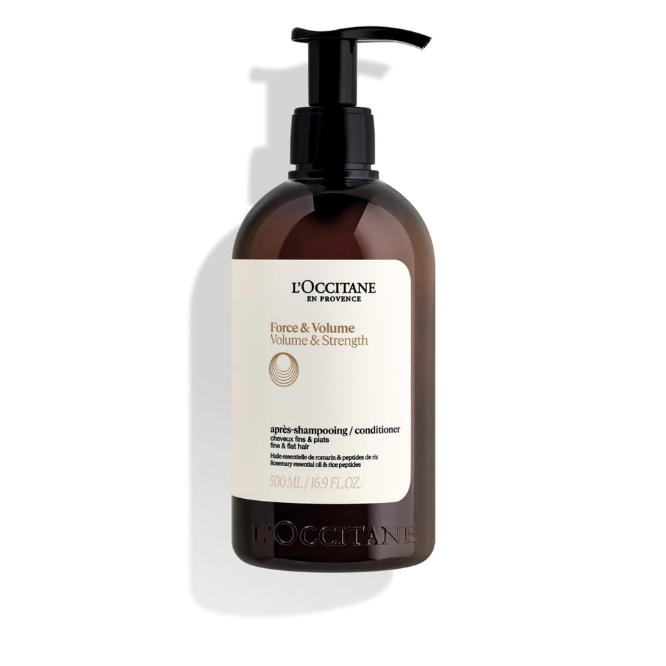 L'Occitane front bottle showing label and volume benefits