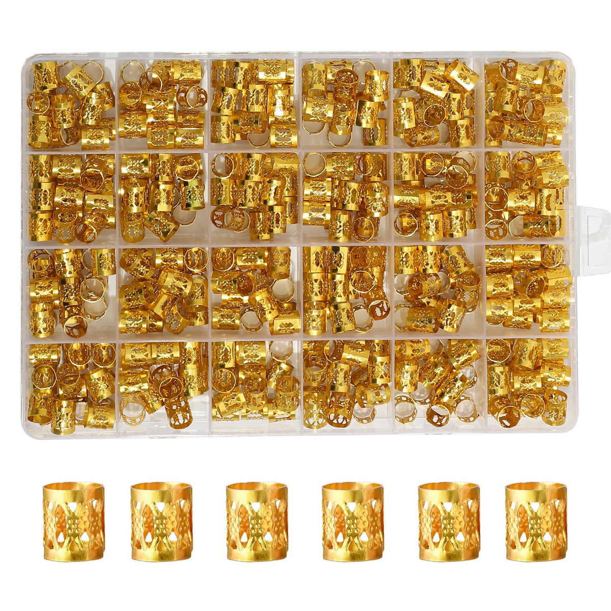loceast gold hair cuffs front packaging showing quantity and metal finish