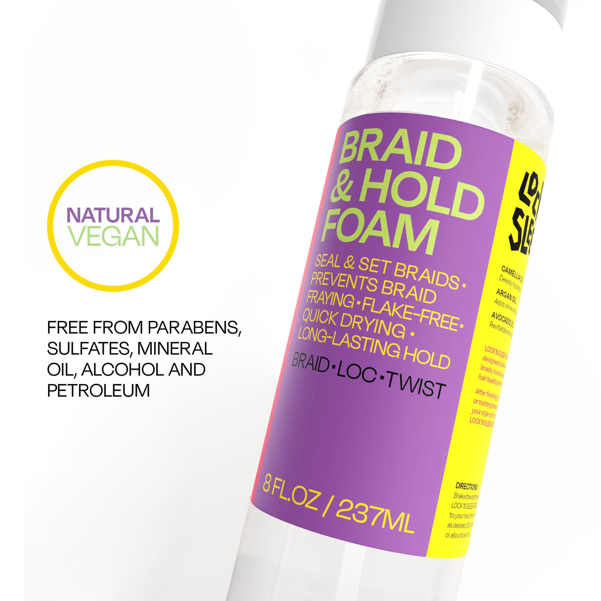 LOCK'N SLEEK foam dispensed showing airy texture for easy styling benefit