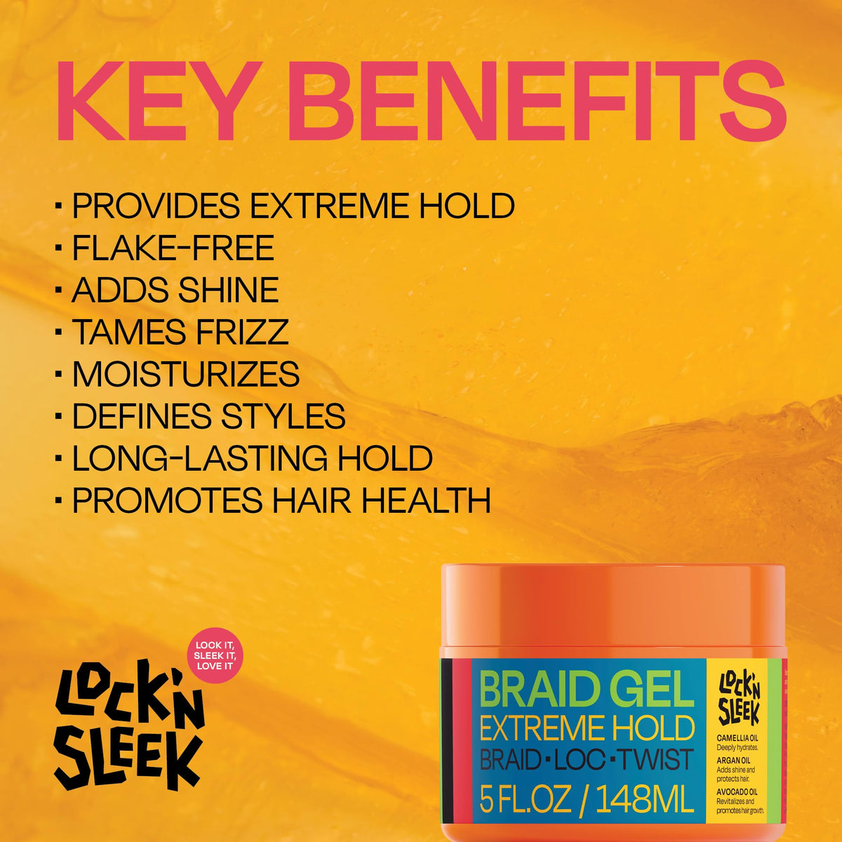 LOCK'N SLEEK applied during braiding to secure edges and reduce frizz