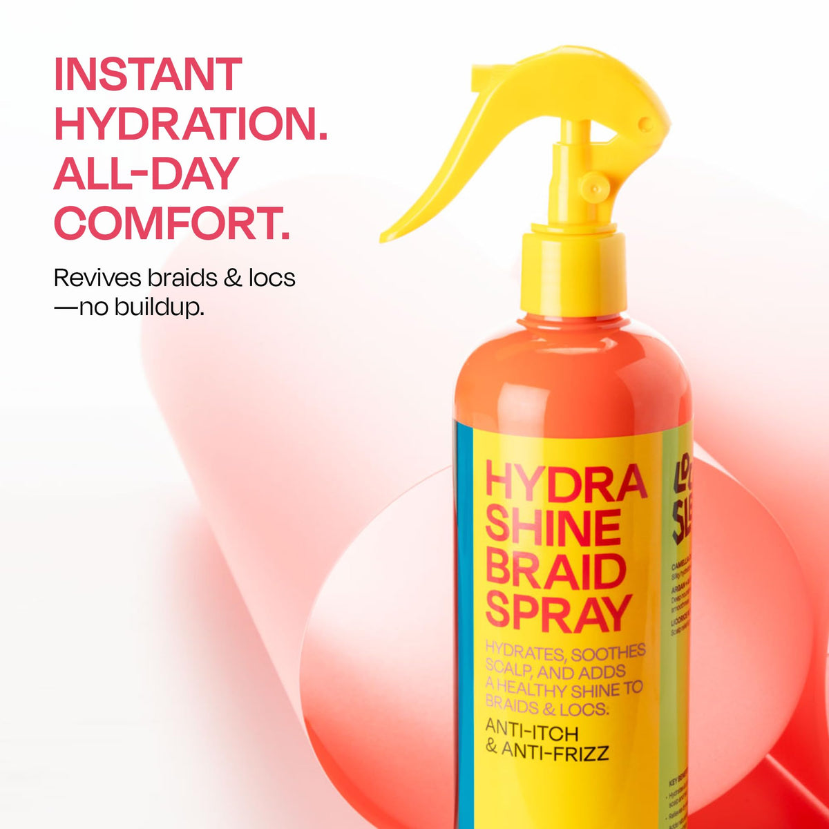 LOCK'N SLEEK mist settling on braids for instant hydration benefit