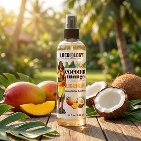 Lockology ingredients display coconut and mango showing nourishing benefit
