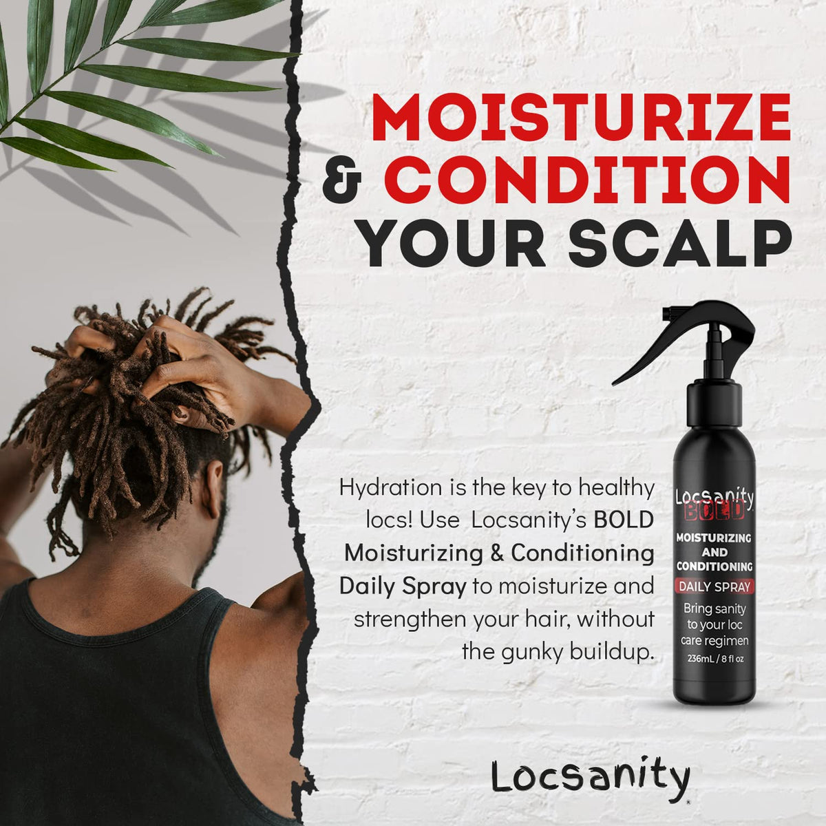 Locsanity application on locs demonstrating even coverage and reduced dryness