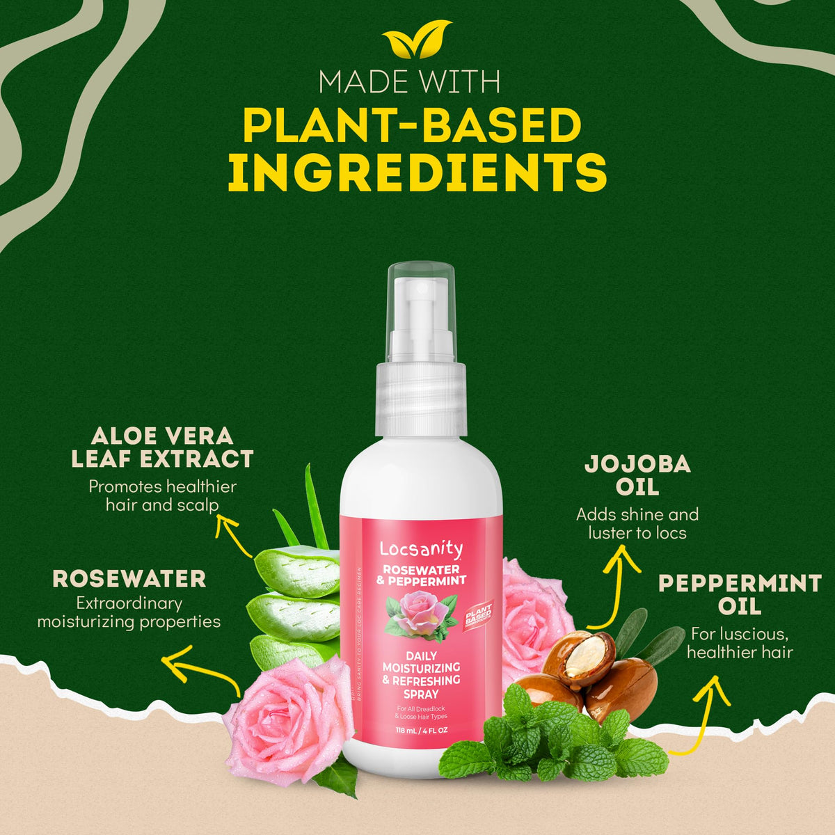 Locsanity back label highlighting ingredients and directions for transparent use