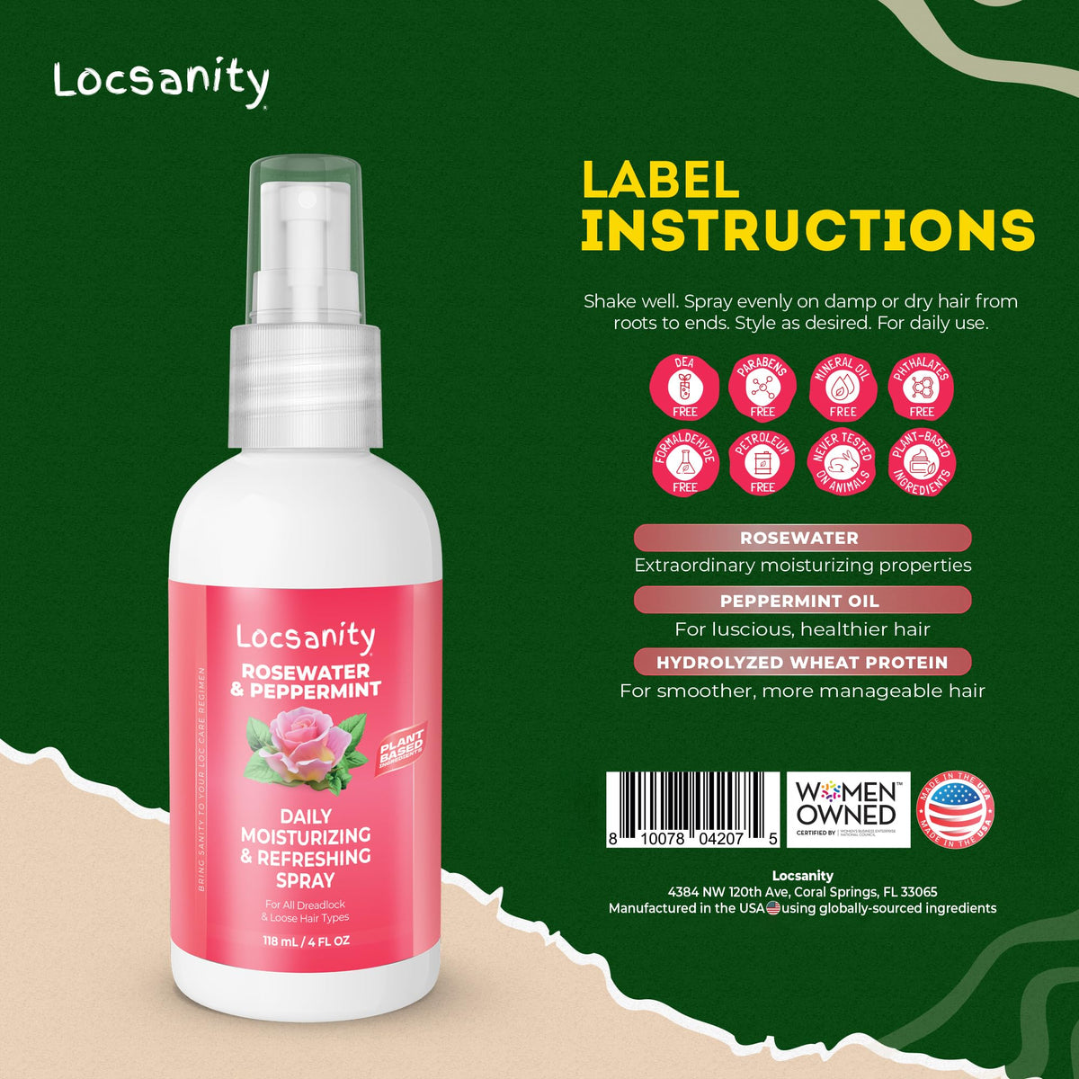 Locsanity bottle on bathroom shelf with other natural hair products for routine