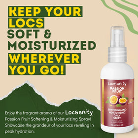 Bottle label close-up highlighting Locsanity ingredients and gentle formula benefit