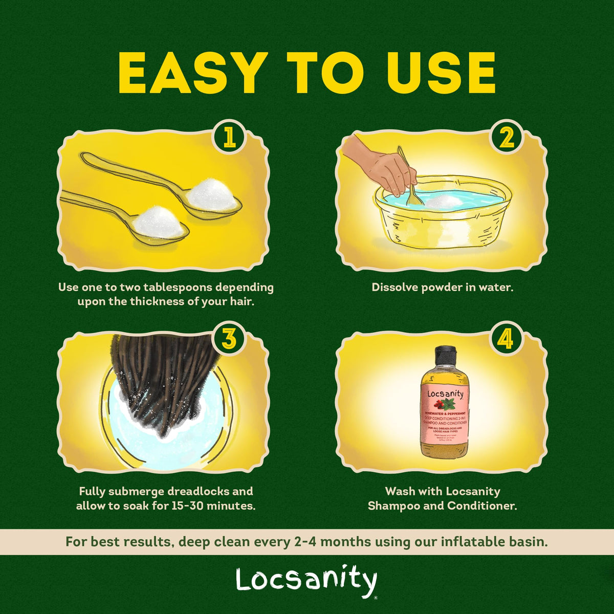 Locsanity detox in use on scalp demonstrating residue removal and refreshed roots