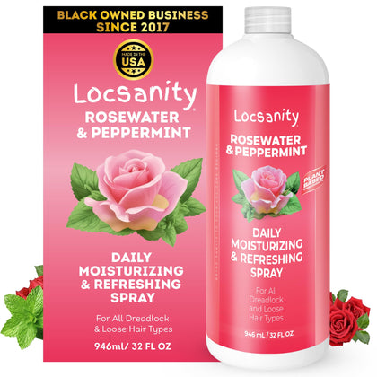 Locsanity front label on 32 oz bottle showing product identity and volume benefit