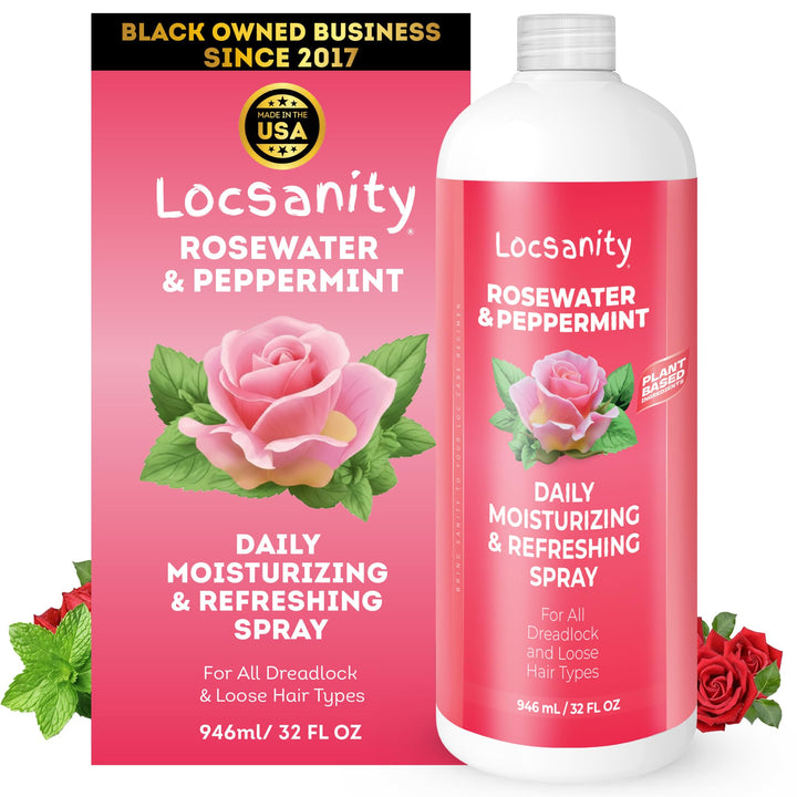 Locsanity front label on 32 oz bottle showing product identity and volume benefit