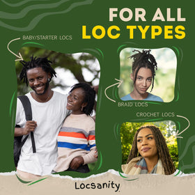 Hand holding 4 fl oz Locsanity bottle to show travel-friendly size benefit
