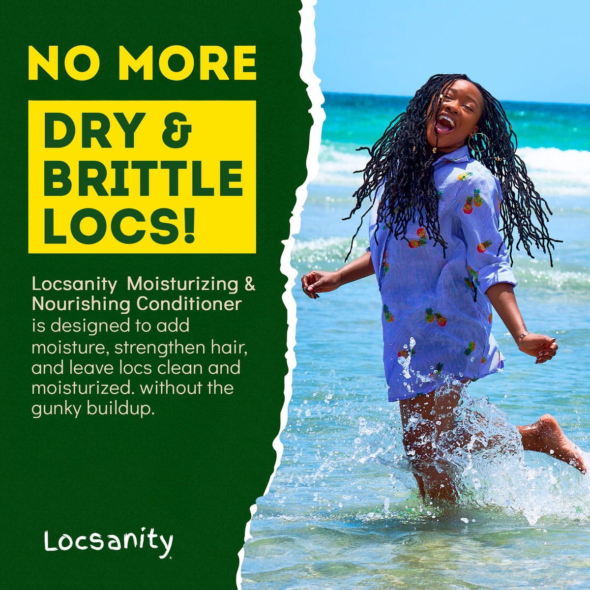 Locsanity being applied to wet locs demonstrating gentle cleansing action