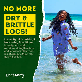 Locsanity being applied to wet locs demonstrating gentle cleansing action