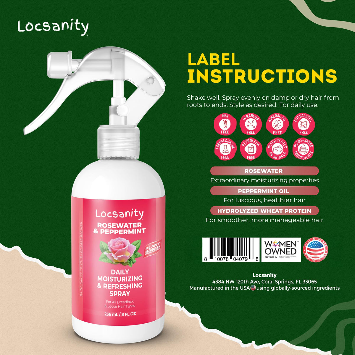 Locsanity product label close-up listing natural ingredients