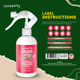 Locsanity product label close-up listing natural ingredients