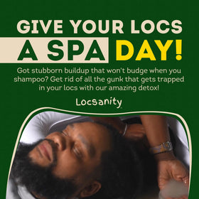 Locsanity jar beside a hand to show 8 fl oz scale and long-lasting value