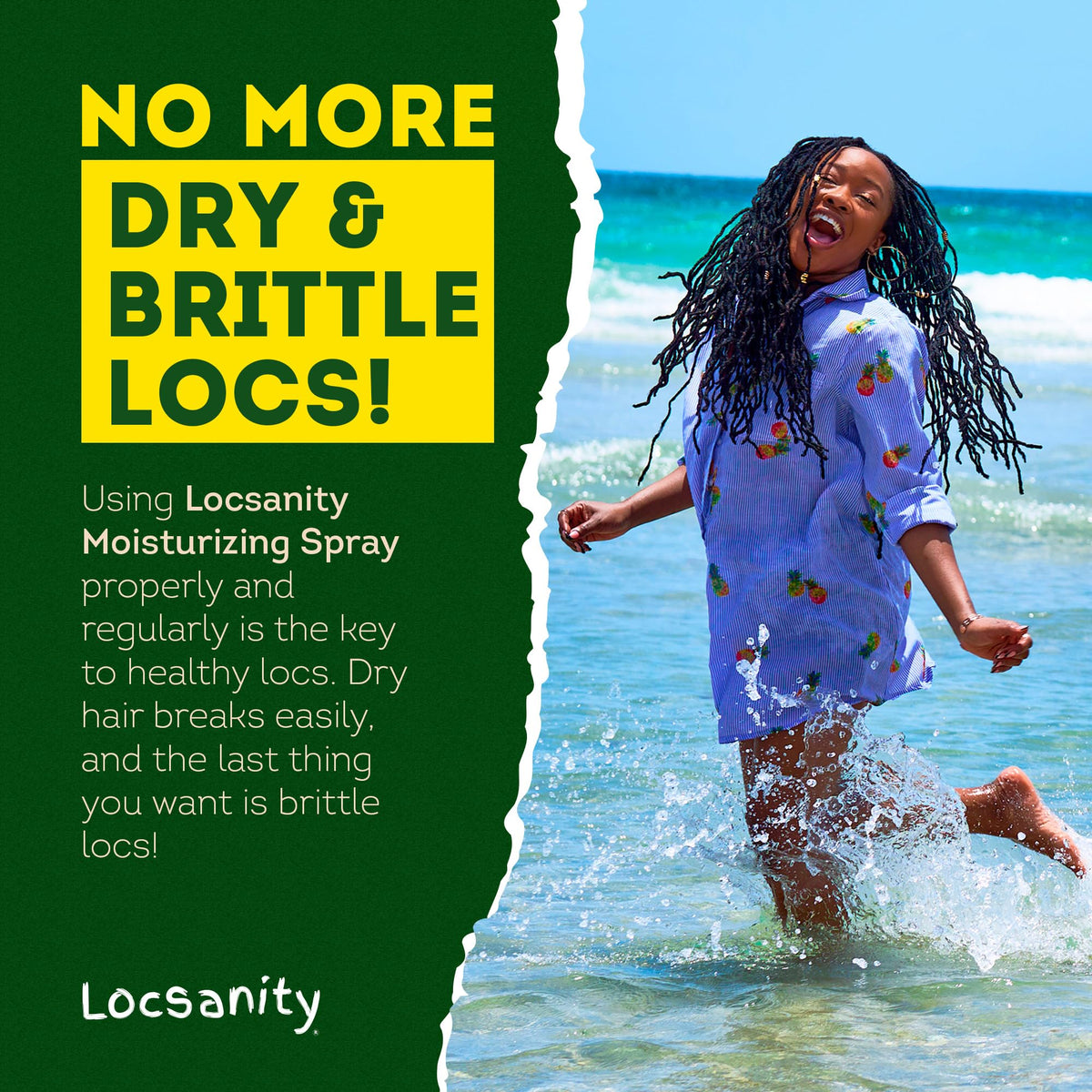 Locsanity droplets on hand showing texture and quick-absorbing water base