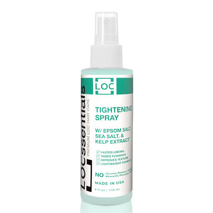 LOCssentials front label showing sea salt tightening spray benefits